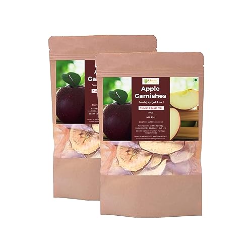 Image of Omrai Foods Dried Apple Slices Garnishes 50GM (Pack of 2) | Dehydrated Apple Fruit Garnish for Cocktails, Mocktails, Detox Water, Tea | 100% Natural Air Dried Fruit Apple Slices for Decoration