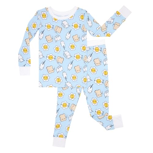 La Mejor Lista de Pijamas dos piezas para Niño los más recomendados. 47 Little Sleepies - Pijama de dos piezas para niños y niñas, viscosa suave de bambú, pijama familiar cómodo a juego, niño a adolescente, Blue Breakfast Buddies, 3 Años
