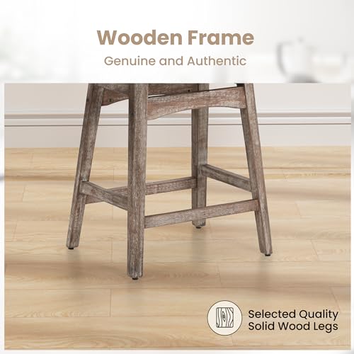 Image of PHI VILLA Counter Height Bar Stools Set of 3, Solid Wood Barstools