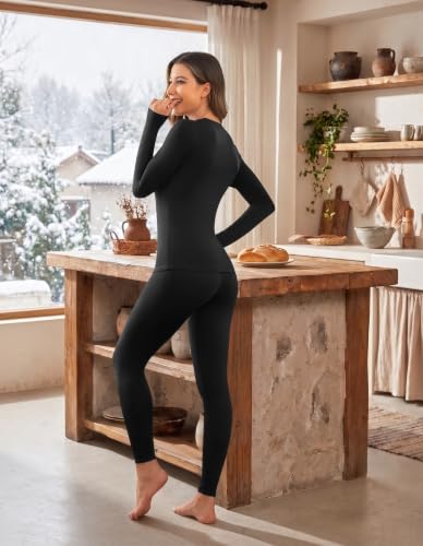 Ekouaer Thermal Underwear for Women Long Johns Set Fleece Lined Base Layer - image 3