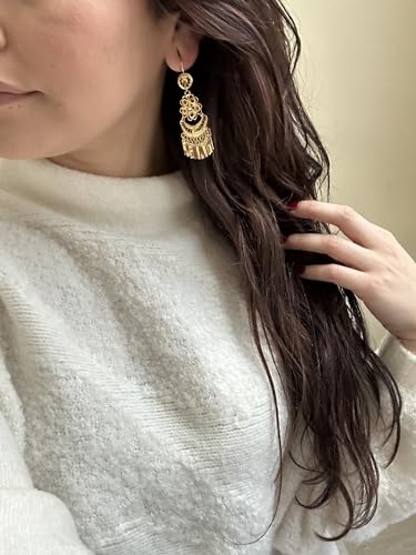 Folklorico Dance Mexican Gold Filigree Earrings, Small Flower Dangle, Day of the Dead, Mexican Earrings3