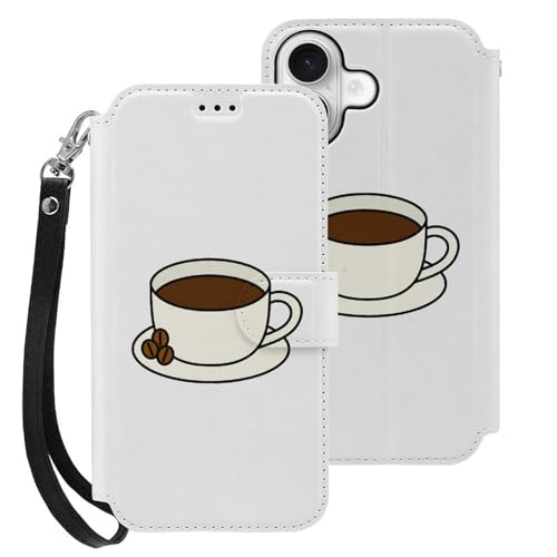 iPhone 16用 ケース 手帳型 コーヒーとコーヒー豆 Iphone16用カバー アイフォン16 用 ケース スマホケース おしゃれ 人気 財布型 PUレザー 携帯カバー カード収納 スタンド機能