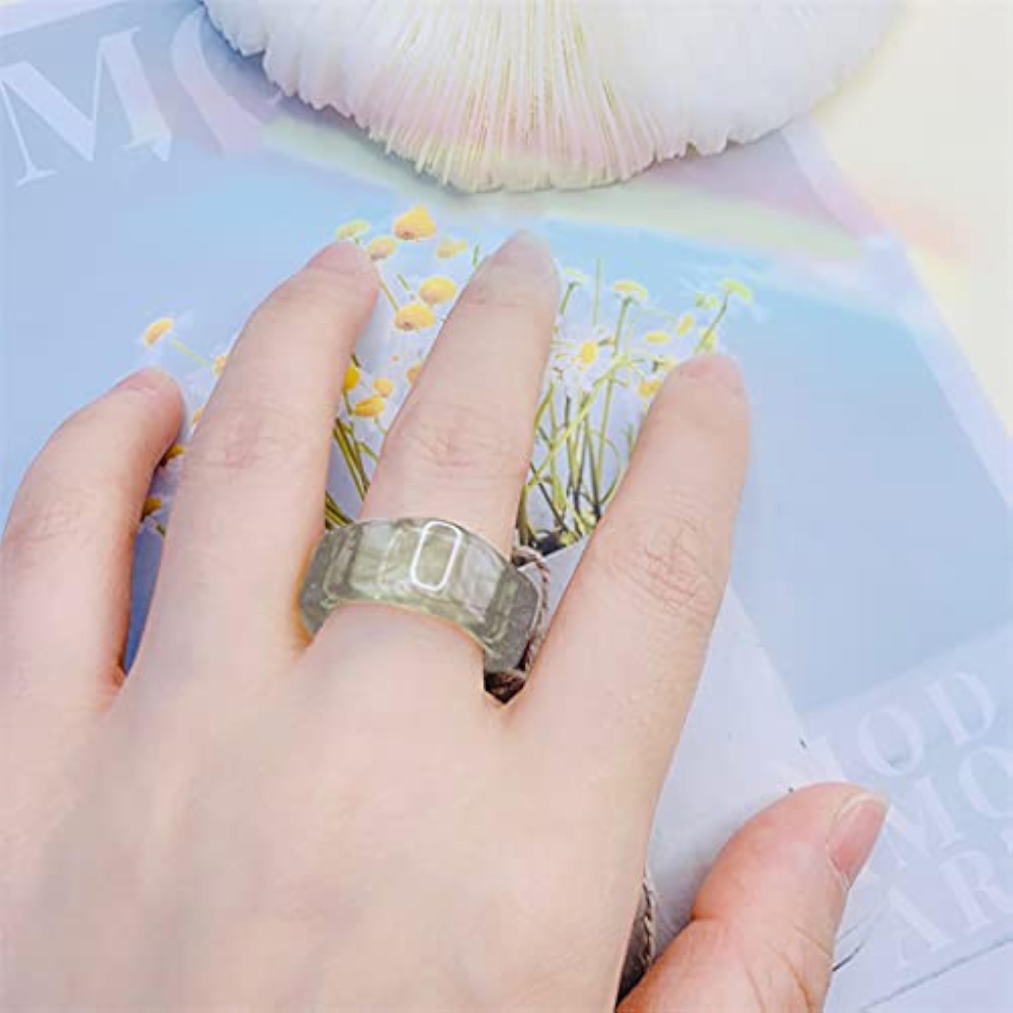 Women's Chunky Acrylic Statement Knuckle Ring, Trendy Design