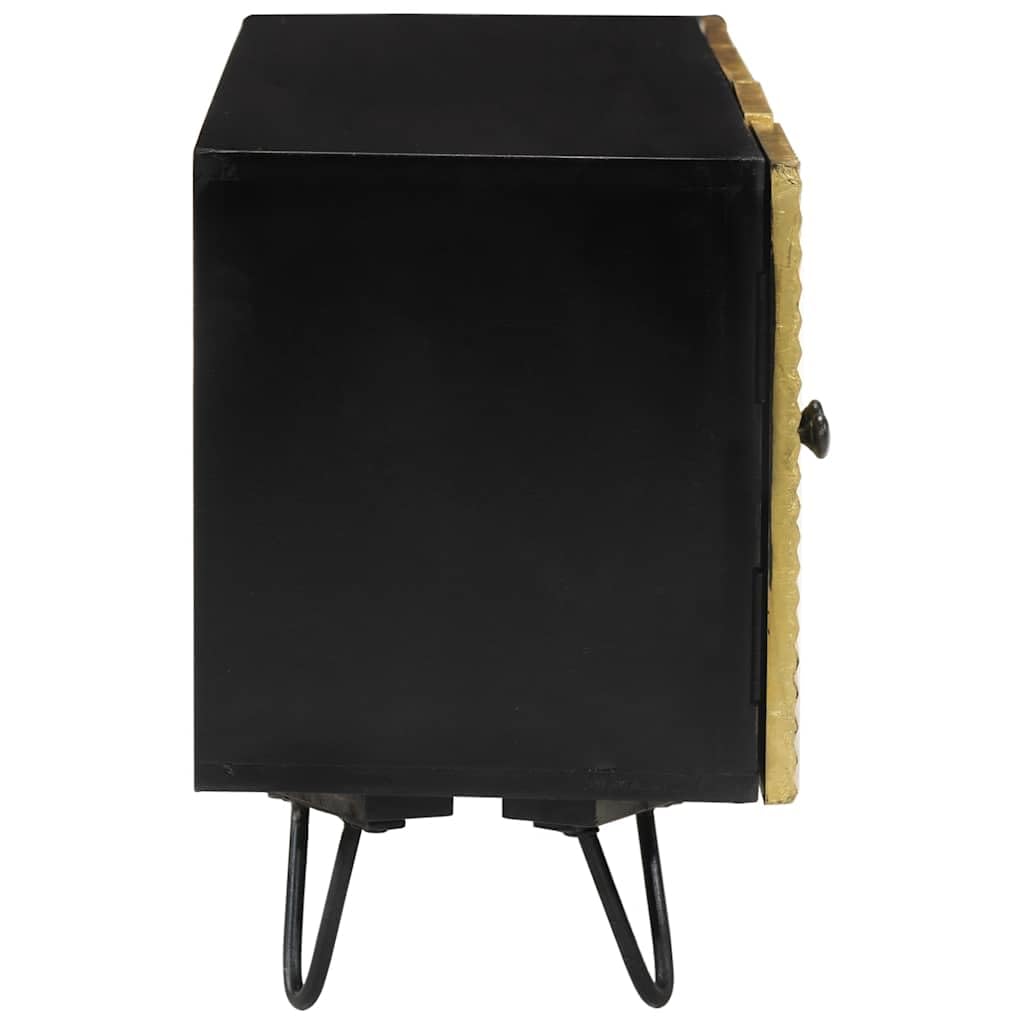 Szafka pod telewizor z litego drewna mango, 110 x 30 x 45 cm, czarna i złota, szafka pod telewizor