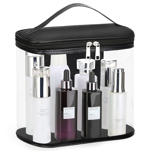 Heavy Duty Leak Proof Clear Travel Bags for Toiletries, Transparent Makeup Cosmetic Bag with Zipper...