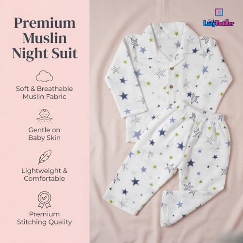 Image of 100% Cotton Muslin Pant Shirt Set | Ultra Soft Breathable Toddler Outfit | Summer Wear Kids Clothing | Skin Friendly Comfortable Fit | SIZE | PRINT