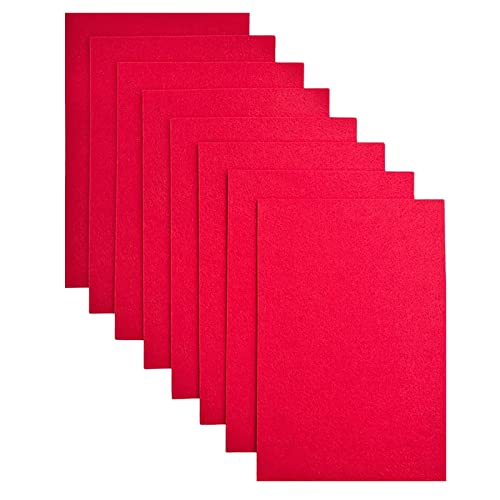 Image of Jtnohx Stiff Felt, 2mm Thick Felt Sheets for Crafts, 8 inchx12 inch Hard Felt Fabric Squares 8Pcs for DIY Projects (Red)