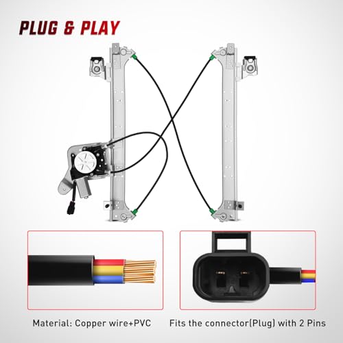 Image of Nilight 741-579 Window Regulator and Motor Rear Passenger Side Compatible with Cadillac Escalade /Chevy Avalanche /Silverado /GMC Sierra Yukon 1500 2500 3500 2000 2001 2002 2003 2004 2005 2006 2007