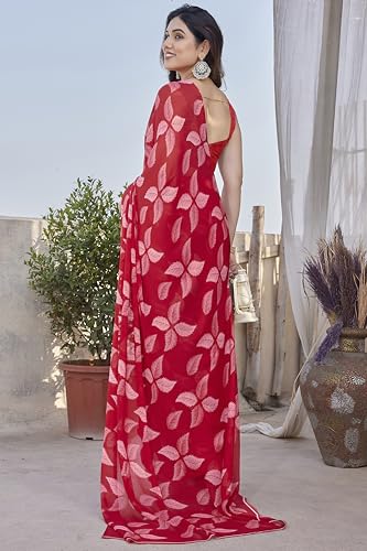 Image of MIRCHI FASHION Saree for Woman Chiffon Floral Printed | Lightweight Comfortable Daily Wear Women's Sari with Unstitched Blouse Piece (Available in 15 Colors)