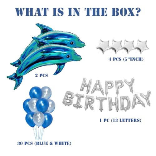 Image of AR GIFTZADDA Dolphin Birthday Decorations , Baby Shark / Fish / Dolphin Party Supplies for Boys Girls Kids 1st 2nd 3rd 4th 5th Party Decorations (Baby Shark 3rd Kit)