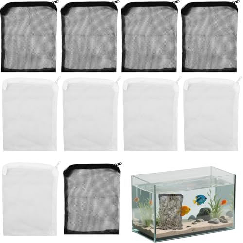 Filtro de acuario 10 unidades, bolsa de filtración reutilizable 6x4 pulgadas, para carbón, biomedios y purificadores de agua, fácil mantenimiento y ecológico