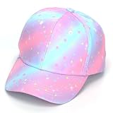 Julerwoo Girls Pink Baseball Cap Colorful Stars Printed Adjustable Sun Hat (Star)