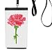 Flower Carnation Leaves Phone Wallet Purse Hanging Mobile Pouch Black Pocket