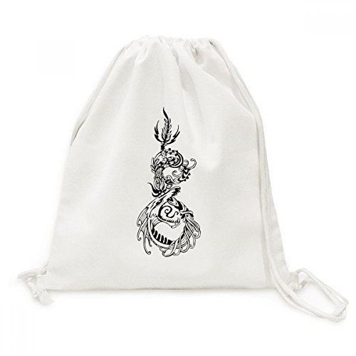 Sac cordon oiseau de dragon abstrait imprimé en toile pour voyage