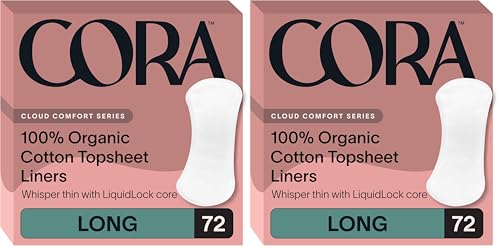 Image of Cora 100% Organic Cotton Topsheet Period Liners (72 Long Period Liners) (Pack of 2)