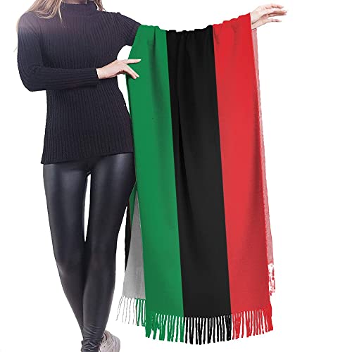 Pan African flag Womens Winter Scarf Cashmere Feel Shawl Wrap Soft Warm Blanket Scarves Fringe Scarf3