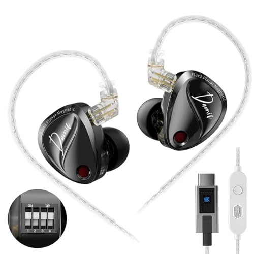 Image of KZ Duonic Hybrid Planar Magnetic in-Ear Monitor, 3X Flux3 8mm Planar + 8mm Super-Linear Dynamic Driver, Bass Improved Switch Version, Black Shell with HD Dual-Mic Type-C Cable