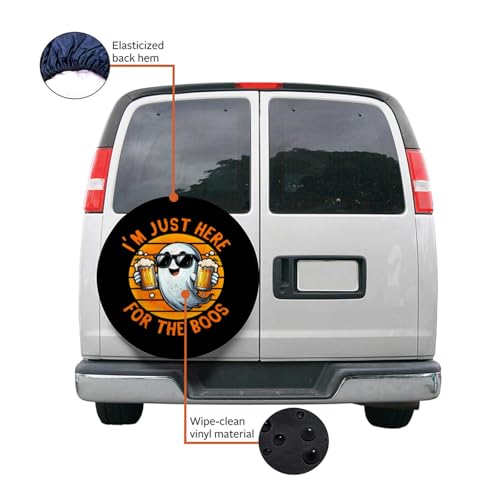 Boosch Light Halloween Ghost Pumpkin Funny Beer Drinking Spare Tire Cover, Wheel Cover with Wolf Print Waterproof Dust-Proof Universal Fit 15 inch3
