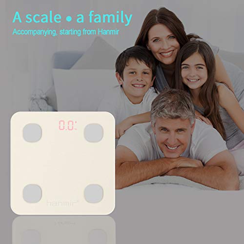 Hanmir Bluetooth Body Fat Scale,Smart BMI Scale Digital Bathroom Wireless Weight Scale, Body Composition Analyzer with Smartphone App, 330 lbs