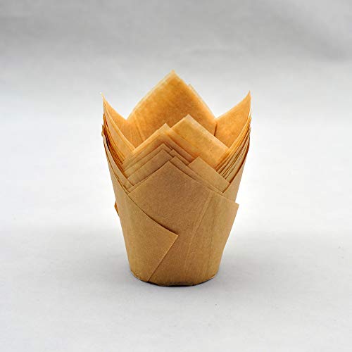 Qlsmypkg Large Muffin Greaseproof Paper Baking Cupcake Cups, 2-1/4" X 4" Natural Tulip Baking Cup Case Of 125 Pcs (Large Size) (125) #TOP5