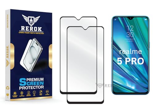 Image of Gorilla Tempered Glass Screen Protector Compatible with Realme 5 Pro [Pack of 2] | Edge-to-Edge, Bubble-Free, Case Friendly, Easy Installation Kit