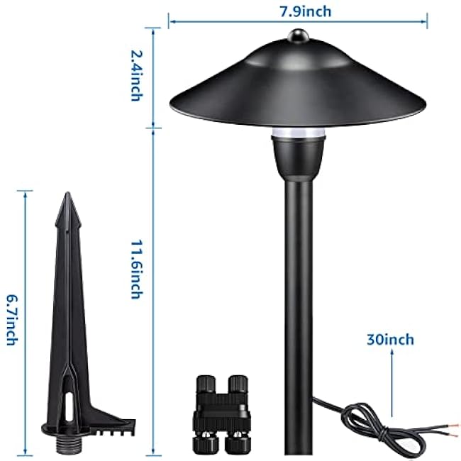 SUNVIE Pathway Lights LED Landscape Lights 3W 3000K Cast-Aluminum 4 Pack