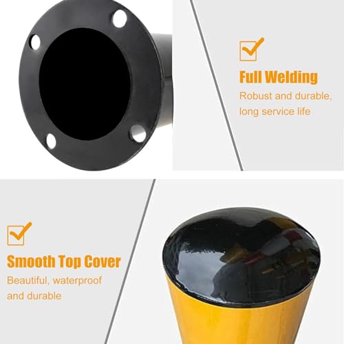 Bolardos De Tráfico, Conos De Tráfico, Barrera De Seguridad, Postes Delimitadores De Tráfico De Hierro, Poste Delimitador Amarillo con Base, Barrera De Seguridad De,Yellow-H60cm 2pc