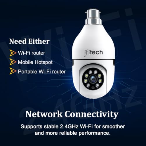 Image of IFITech FTY HD Smart Wi-Fi CCTV Home Security Camera | Indoor 360 Smart CCTV Camera | Bulb Camera | 256GB microSD Card Supports (Not Included) | Perfect for Home, Office and Shop Monitoring