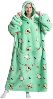 Oversized deken voor dames en heren, super zachte warme dekens met zakken (groene avocado