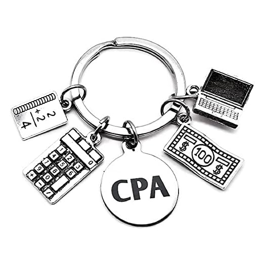 Kit's Kiss CPA Keychain Certified Public Accountant Gift Auditor Gift CPA Graduation Gift Accounting Auditing Bookkeeping Calculator Computer Charm Accountant Keychain