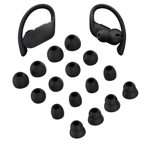 Image of Replacement Ear Tips Earbuds for Beats Powerbeats Pro/Powerbeats Pro 2 Headphones EarTips Made of Soft and Comfortable Silicone Material, Waterproof and Sweatproof (8 Pairs/Black)