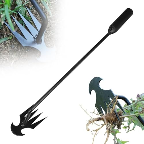 27cm/50cm Zappe da Giardino per diserbo, Sarchiatore Manuale con Manico, Attrezzi per Diserbo, Estirpatore Erbacce con Artiglio A 4 Denti, Giardinaggio Attrezzi, Estirpatore Erbacce da Giardino