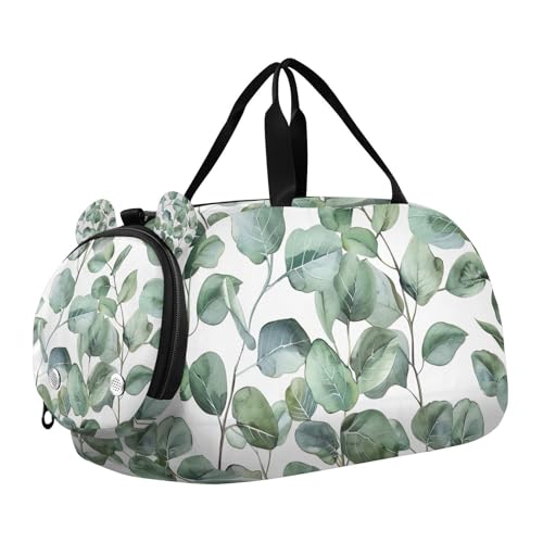 YETTASBIN Sport Travel Duffel Bag for Girls Boys, Leaves Large Waterproof Weekender Overnight Bag, Detachable Shoulder Strap Gym Bag with Shoe Compartment & Wet Pocket