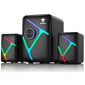SPKPAL 2.1 Computer Speakers for Desktop with Subwoofer, Dynamic RGB PC Speakers with 11W Stereo Sound, USB Powered Multimedia Speaker System with 3.5mm AUX-in for Laptop, Tablet, Monitor, Phone