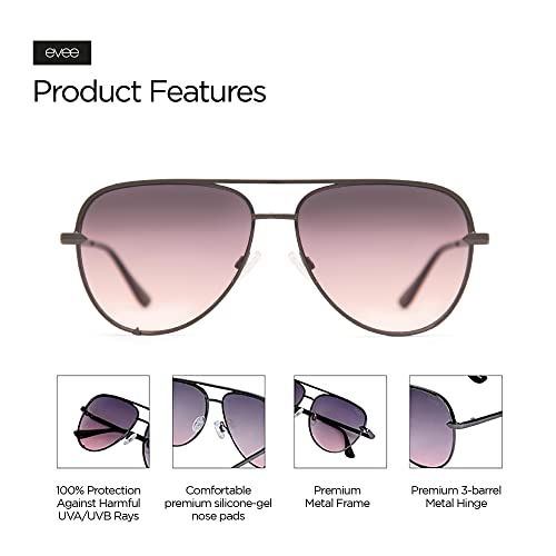 Image of EVEE Fashionable Metal Aviator Sunglasses with Oversize Flat Reflective Mirror Lenses (GEMINI)