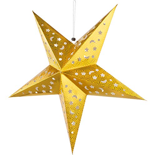 etc-shop LED Hängeleuchte X-MAS 0,9 Watt Stern mit 3D Effekt Papier 15x LED á 0,06W inkl.