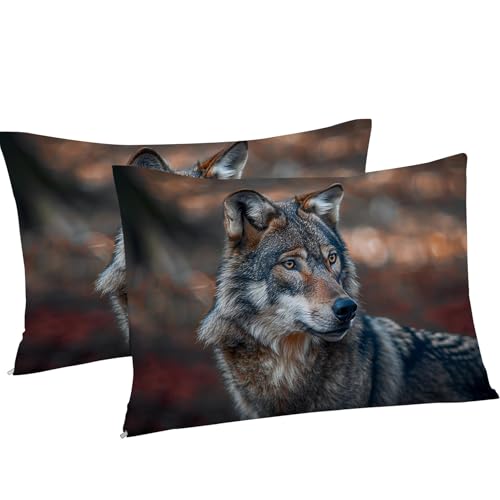 Parure de Lit Animaux Loup 240x260 Facile à Enfiler avec sa Fermeture Éclair
