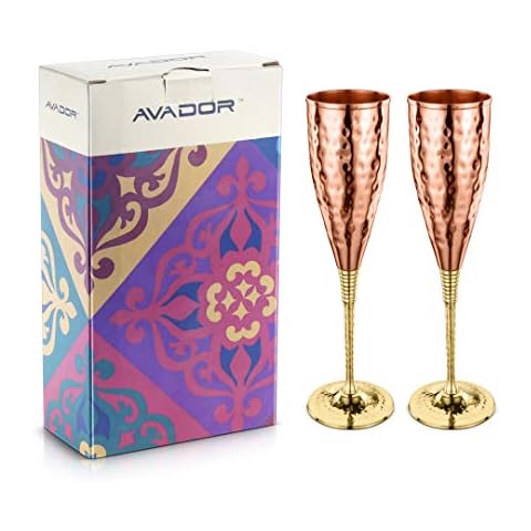 AVADOR Copper Champagne Flutes Gift Set Cover