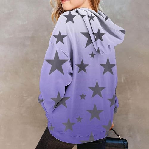 Cute Y2K Hoodies for Girls Star Graphic Oversized Long Sleeve Sweatshirts Kids Fall Winter (Dark Blue, 13-14 Years)3