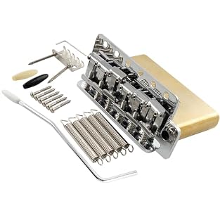 Fits Fender and Squier Strat style electric guitar with tremolo bridge system, 6-screw mounting model Total string spacing: 11.2x5=56mm (2-7/32 inch), mounting screw holes spacing: 11.2x5=56mm (2-7/32 inch) Vintage style hardened steel bent saddles, ...