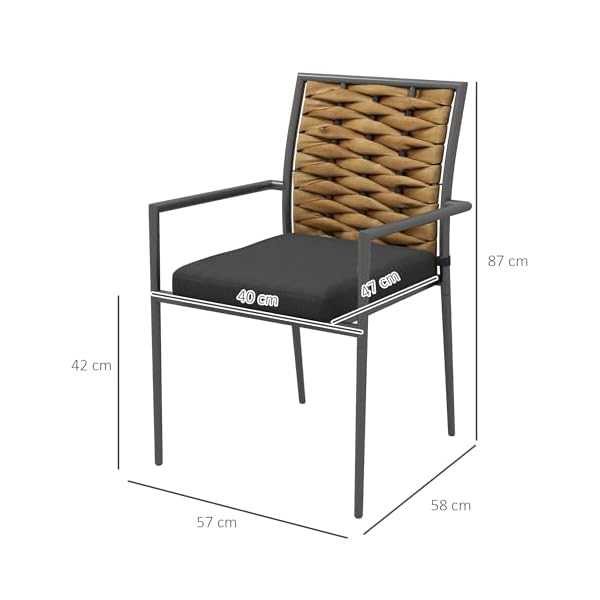 Outsunny Rattan Gartenstühle 2er-Set stapelbar