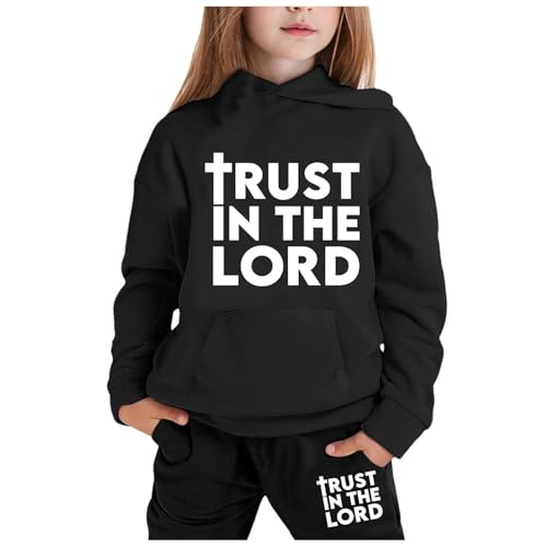 Trust In The Lord Sweatsuit Outfits 2 Piece Set for Girls Toddler Hoodie Fall Travel Kids Sweatsuits Sets Long Sleeve