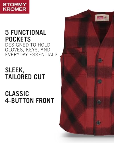 Image of Stormy Kromer The Button Vest, 100% Virgin Wool, 5 Pockets, 4-Button Front, Unlined, Vintage Look, Cut and Sewn in the USA