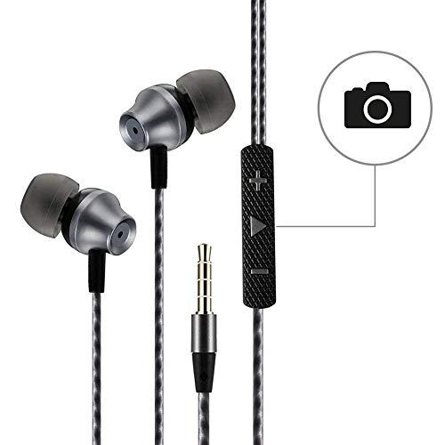 In Ear Earbud Headphones,Areson Premium Bass Stereo Headset Noise Isolating Earphone Built-in Remote Shutter/3.5mm Jack/Microphone/Volume Control/Ectra Earbuds(S/M/L) (Black)