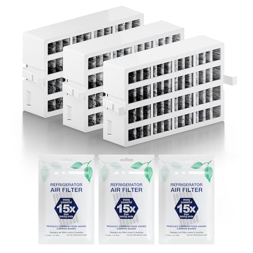 W10311524 AIR1 Refrigerator Air Filter Cartridge Replacement for Whirlpool Kenmore Refrigerator Compatible with Fresh Flow Refrigerator Air Filter, 3 Pack, White