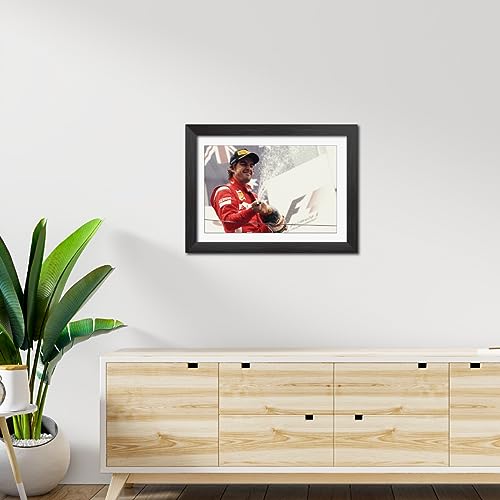 Image of TenorArts Fernando Alonso Poster F1 Driver Celebration Posters Formula One Photo Frame Painting with Matt Finish Black Texture (12 inches x 9inches)