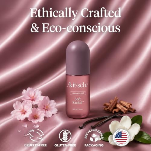 Image of Kitsch Hair Perfume for Women- Soft Santal | Clean, Deodorizing & Patented Odor-Eliminating Technology Hair Spray & Body Mist- Freshen Hair, Body & Pillows- Vanilla Almond, Cherry Blossoms Scent- 50mL