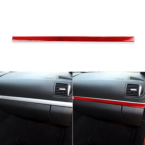 PJFUS 1pc Real Red Carbon Fiber Car Co-Pilot Glove Storage Box Upper Panel Decorative Strip Soft Sticker Auto Interior Accessories Compatible with Porsche Cayenne S/GTS/Turbo 2003-2010