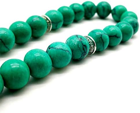 Miniatura 2 de Tasbih - Cuentas de oración musulmana de piedra turquesa verde, accesorios turcos (0.315 in x 45 cuentas)