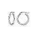 Sterling Silver 2mm Diamond-Cut Round Hoop Earrings, 15mm